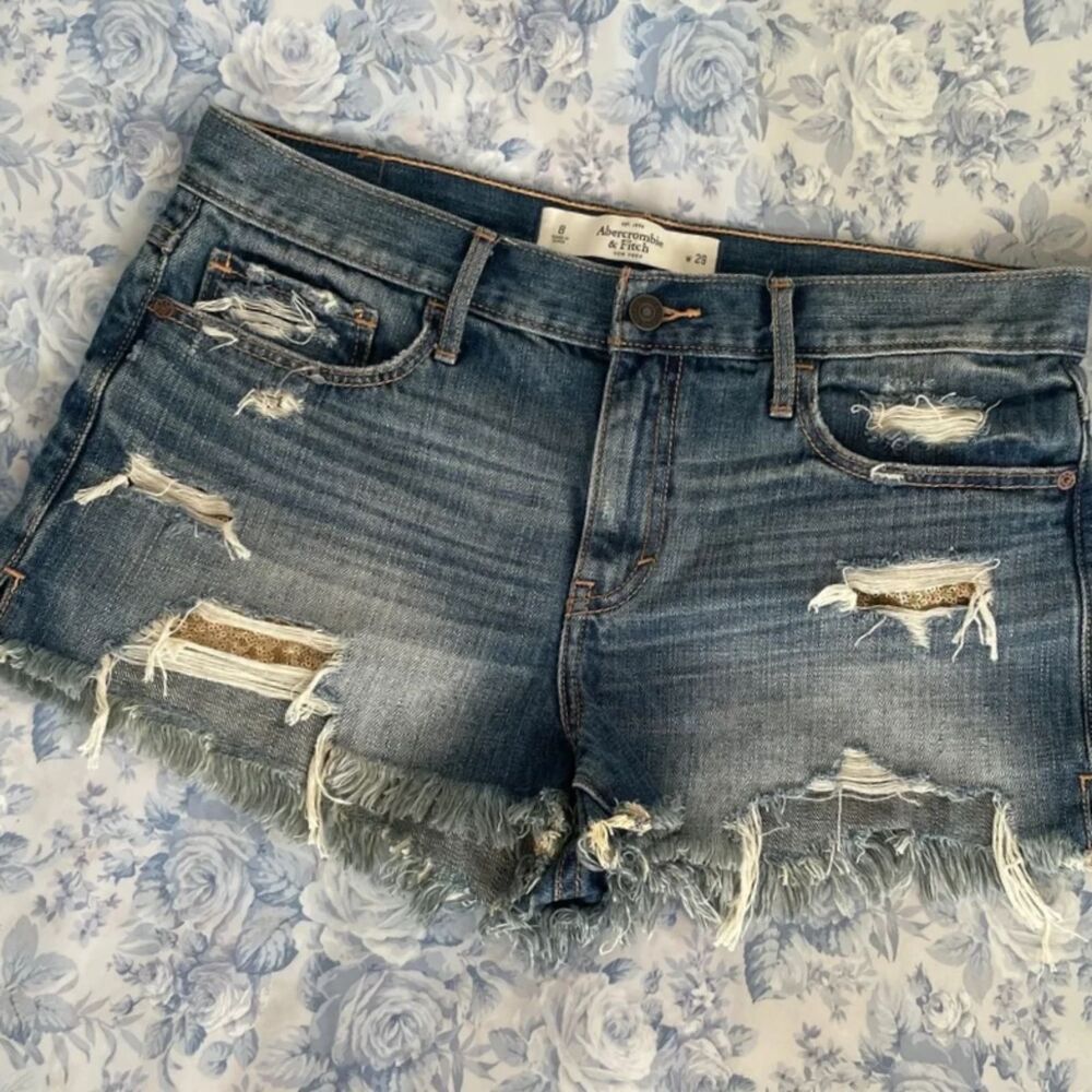8 Abercrombie Distressed Booty Shorts Gold Sequin High Rise Festival Rave Beachy